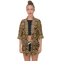 Flower Wreaths And Ornate Sweet Fauna Open Front Chiffon Kimono by pepitasart