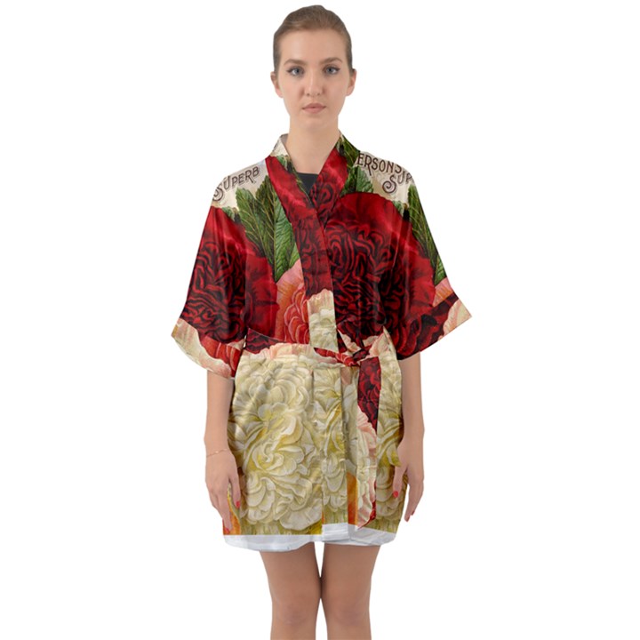 Flowers 1776584 1920 Quarter Sleeve Kimono Robe