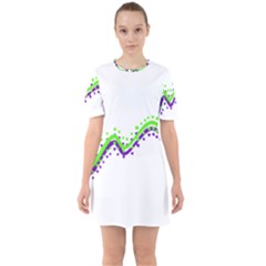 Wavy Line Design Sixties Short Sleeve Mini Dress by dflcprints