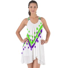 Wavy Line Design Show Some Back Chiffon Dress by dflcprints