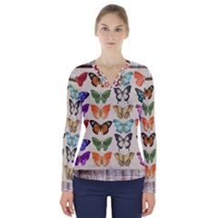 Butterfly 1126264 1920 V-neck Long Sleeve Top by vintage2030