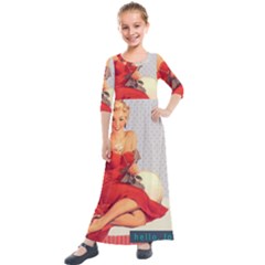 Retro 1107638 1920 Kids  Quarter Sleeve Maxi Dress by vintage2030