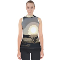 Sunrise Over The Plains Mock Neck Shell Top by DeneWestUK