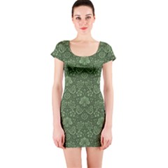 Damask Green Short Sleeve Bodycon Dress by vintage2030