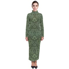 Damask Green Turtleneck Maxi Dress by vintage2030