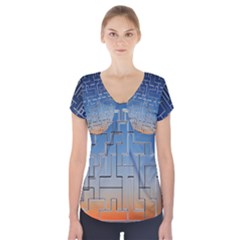 Ghost Gear   Sunset Jigsaw   Short Sleeve Front Detail Top by GhostGear