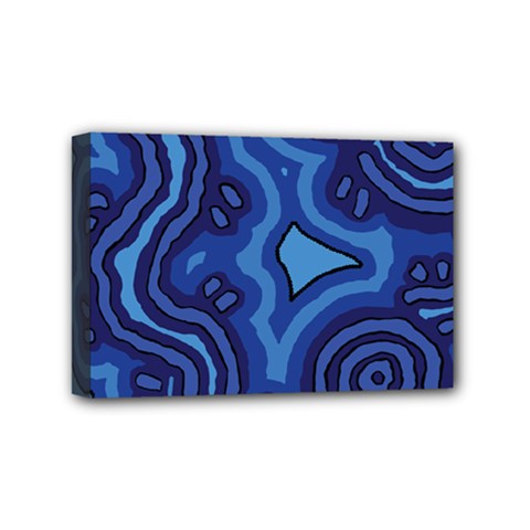 Aboriginal Art - Blue Campsites Mini Canvas 6  X 4  (stretched) by hogartharts