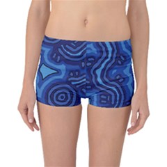 Aboriginal Art - Blue Campsites Boyleg Bikini Bottoms by hogartharts