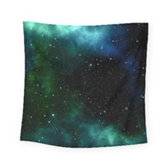 Galaxy Sky Blue Green Square Tapestry (small) by snowwhitegirl