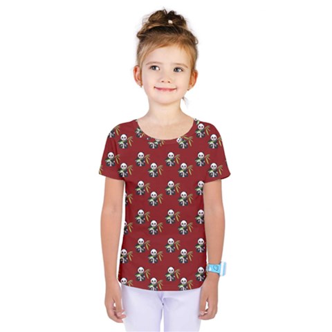 Panda With Bamboo Red Kids  One Piece Tee by snowwhitegirl