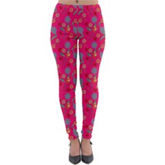 Vintage Floral Pink Lightweight Velour Leggings by snowwhitegirl