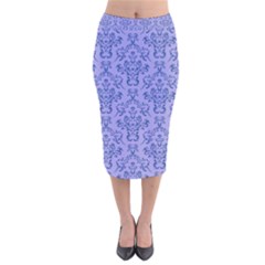 Victorian Blue Ornamental Velvet Midi Pencil Skirt by snowwhitegirl