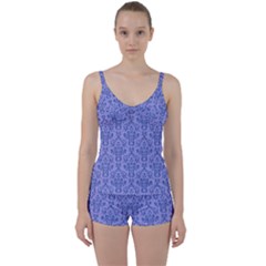 Victorian Blue Ornamental Tie Front Two Piece Tankini by snowwhitegirl