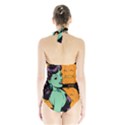 Zombie Retro Girl Black Halter Swimsuit View2