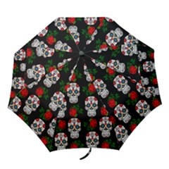 Skull Pattern Black Folding Umbrellas by snowwhitegirl