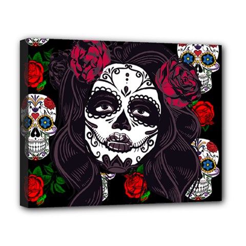 Mexican Skull Lady Deluxe Canvas 20  X 16  (stretched) by snowwhitegirl