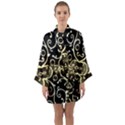 Black embossed swirls in gold By FlipStylez Designs Long Sleeve Kimono Robe View1