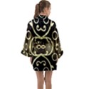 Black embossed swirls in gold By FlipStylez Designs Long Sleeve Kimono Robe View2