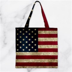 Vintage American Flag Zipper Grocery Tote Bag by Valentinaart