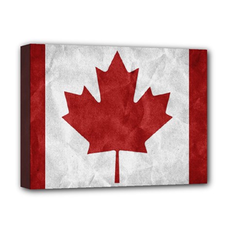 Canada Grunge Flag Deluxe Canvas 16  X 12  (stretched)  by Valentinaart