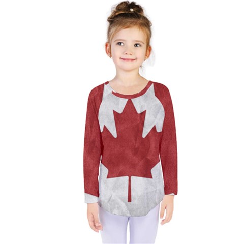 Canada Grunge Flag Kids  Long Sleeve Tee by Valentinaart