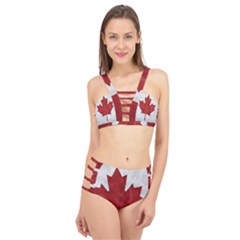 Canada Grunge Flag Cage Up Bikini Set by Valentinaart