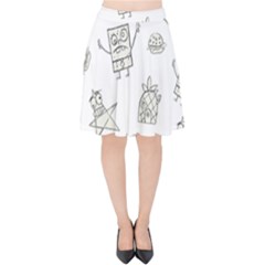 Doodle Bob Pattern Velvet High Waist Skirt by Valentinaart