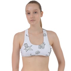 Doodle Bob Pattern Criss Cross Racerback Sports Bra by Valentinaart