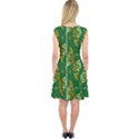 Rich Green Gold Peacock Feather Pattern Capsleeve Midi Dress View2