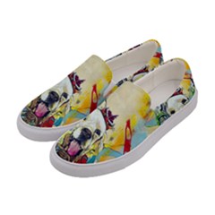 Wall Girl Dog Graphite Street Art Women s Canvas Slip Ons by Simbadda