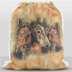 Head Horse Animal Vintage Drawstring Bag (large) by Simbadda