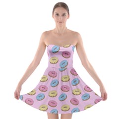 Donuts Pattern Strapless Bra Top Dress by Valentinaart