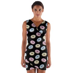 Donuts Pattern Wrap Front Bodycon Dress by Valentinaart