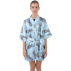 Pineapple Pattern Quarter Sleeve Kimono Robe by Valentinaart