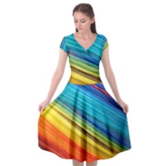 Rainbow Cap Sleeve Wrap Front Dress by NSGLOBALDESIGNS2