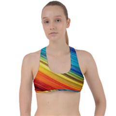 Rainbow Criss Cross Racerback Sports Bra by NSGLOBALDESIGNS2