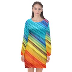 Rainbow Long Sleeve Chiffon Shift Dress  by NSGLOBALDESIGNS2