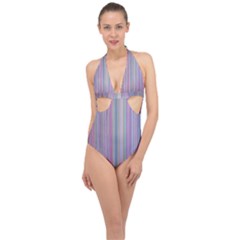 Broken Tv Screen Halter Front Plunge Swimsuit by dressshop