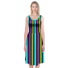 Retro Stripe 1 Vertical Retro Stripe 1 Midi Sleeveless Dress by dressshop