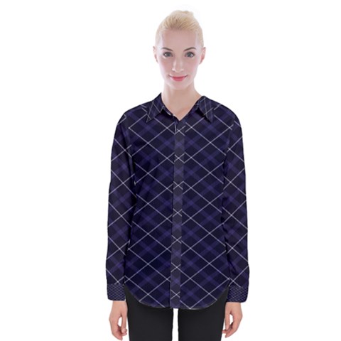 Blue Plaid  Womens Long Sleeve Shirt by dressshop