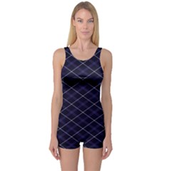 Blue Plaid  One Piece Boyleg Swimsuit by dressshop