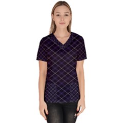 Blue Plaid  Women s V-neck Scrub Top by dressshop