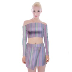 Rainbow Stripe Version 2 Off Shoulder Top With Mini Skirt Set by dressshop