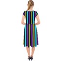 Retro Stripe 1 Version 3 Cap Sleeve Front Wrap Midi Dress View2