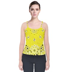 Grunge Yellow Bandana Velvet Spaghetti Strap Top by dressshop