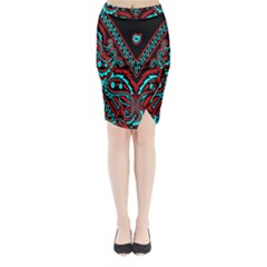 Blue And Red Bandana Midi Wrap Pencil Skirt by dressshop