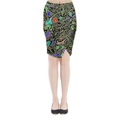 Swirl Retro Abstract Doodle Midi Wrap Pencil Skirt by dressshop