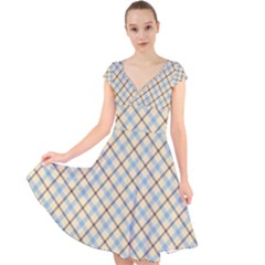 Plaid 2  Cap Sleeve Front Wrap Midi Dress by dressshop