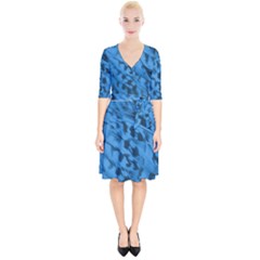 Blue Feathers Wrap Up Cocktail Dress by greenthanet