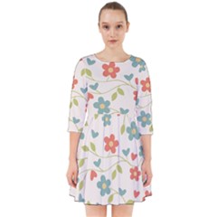 Flowers Pattern Smock Dress by Hansue